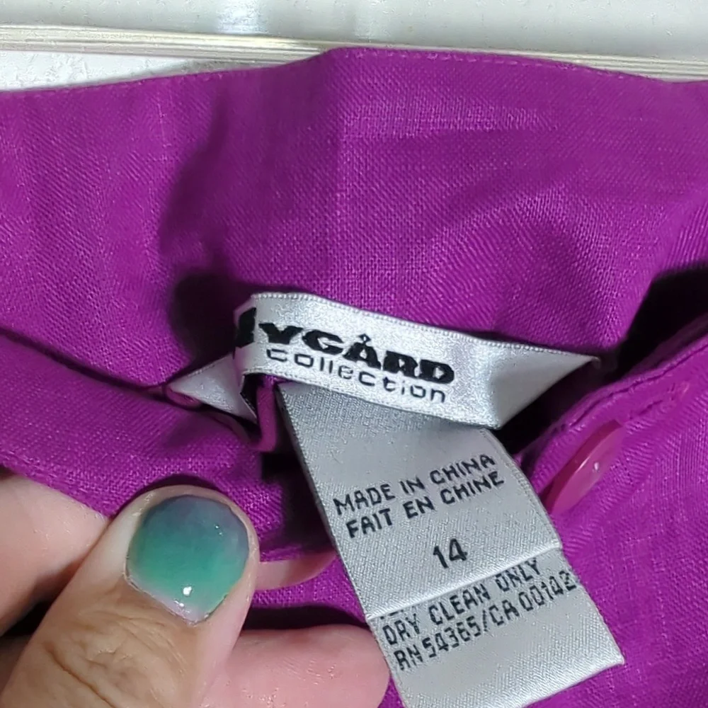 Nygard Womens Capri Top Set 100% Linen Fushia Pink Summer Beachy Plus‎ Size 14
